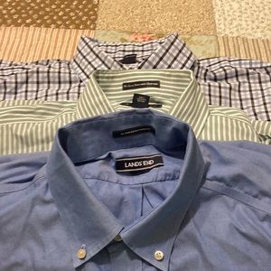 Three Mens Lands End Dress Shirts